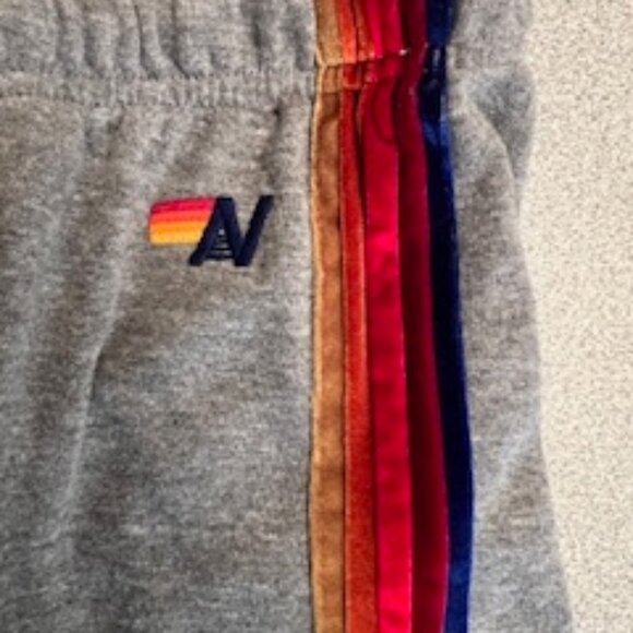 Aviator Nation Gray Joggers with Velvet Red and Gold Stripes - Picture 2 of 5